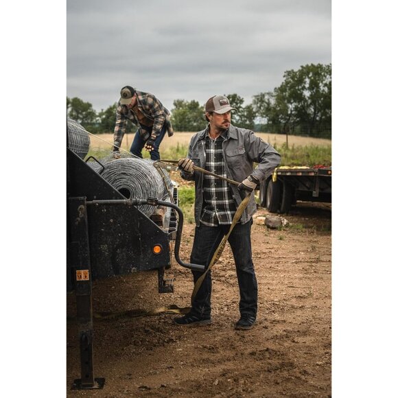 Mens Wolf Whitetails Flannel Lined Shirt Jacket Waxed Cotton Water Resis - Picture 7 of 7